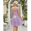 image:imageBeryLove Womens Short Prom Dresses for Teens Sleeveless Flowy A Line Wedding Guest Lace Formal DressShortlavender