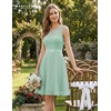 image:imageBeryLove Womens Short Prom Dresses for Teens Sleeveless Flowy A Line Wedding Guest Lace Formal DressShortlight Green