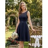 image:imageBeryLove Womens Short Prom Dresses for Teens Sleeveless Flowy A Line Wedding Guest Lace Formal DressShortnavy