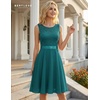 image:imageBeryLove Womens Short Prom Dresses for Teens Sleeveless Flowy A Line Wedding Guest Lace Formal DressShortpeacock Green