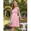 image:imageBeryLove Womens Short Prom Dresses for Teens Sleeveless Flowy A Line Wedding Guest Lace Formal DressShortpink