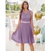 image:imageBeryLove Womens Short Prom Dresses for Teens Sleeveless Flowy A Line Wedding Guest Lace Formal DressShortpurple