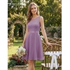 image:imageBeryLove Womens Short Prom Dresses for Teens Sleeveless Flowy A Line Wedding Guest Lace Formal DressShortpurple