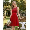 image:imageBeryLove Womens Short Prom Dresses for Teens Sleeveless Flowy A Line Wedding Guest Lace Formal DressShortred