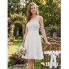 image:imageBeryLove Womens Short Prom Dresses for Teens Sleeveless Flowy A Line Wedding Guest Lace Formal DressShortwhite