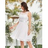 image:imageBeryLove Womens Short Prom Dresses for Teens Sleeveless Flowy A Line Wedding Guest Lace Formal DressWhite Sequin