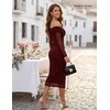 image:imageBeryLove Womens Sparkly Off Shoulder Formal Wedding Guest 2026 Cocktail Mesh Sequin DressBurgundy