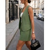 image:imageBeryLove Womens Summer 2 Piece Outfits Sleeveless Button Down Lined Vest Shorts Matching Sets with Pockets Dressy CasualArmy Green