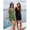 image:imageBeryLove Womens Summer 2 Piece Outfits Sleeveless Button Down Lined Vest Shorts Matching Sets with Pockets Dressy CasualArmy Green