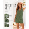 image:imageBeryLove Womens Summer 2 Piece Outfits Sleeveless Button Down Lined Vest Shorts Matching Sets with Pockets Dressy CasualArmy Green