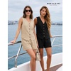 image:imageBeryLove Womens Summer 2 Piece Outfits Sleeveless Button Down Lined Vest Shorts Matching Sets with Pockets Dressy CasualKhaki