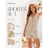 image:imageBeryLove Womens Summer 2 Piece Outfits Sleeveless Button Down Lined Vest Shorts Matching Sets with Pockets Dressy CasualKhaki