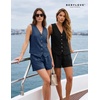 image:imageBeryLove Womens Summer 2 Piece Outfits Sleeveless Button Down Lined Vest Shorts Matching Sets with Pockets Dressy CasualNavy