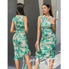 image:imageBeryLove Womens Summer Ruched Bodycon Dress Sleeveless Ruffle Cocktail Wedding Party DressesPrint Green