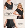 image:imageWomens Sparkly Sequin Tops Short Sleeve Glitter Casual Summer VNeck Ruffle TopBlack