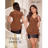 image:imageWomens Sparkly Sequin Tops Short Sleeve Glitter Casual Summer VNeck Ruffle TopBrown