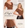 image:imageWomens Sparkly Sequin Tops Short Sleeve Glitter Casual Summer VNeck Ruffle TopBrown