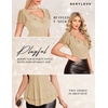 image:imageWomens Sparkly Sequin Tops Short Sleeve Glitter Casual Summer VNeck Ruffle TopChampagne