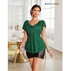 image:imageWomens Sparkly Sequin Tops Short Sleeve Glitter Casual Summer VNeck Ruffle TopGreen