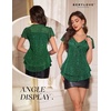 image:imageWomens Sparkly Sequin Tops Short Sleeve Glitter Casual Summer VNeck Ruffle TopGreen
