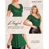image:imageWomens Sparkly Sequin Tops Short Sleeve Glitter Casual Summer VNeck Ruffle TopGreen