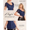 image:imageWomens Sparkly Sequin Tops Short Sleeve Glitter Casual Summer VNeck Ruffle TopNavy