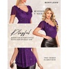 image:imageWomens Sparkly Sequin Tops Short Sleeve Glitter Casual Summer VNeck Ruffle TopPurple