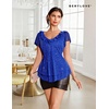image:imageWomens Sparkly Sequin Tops Short Sleeve Glitter Casual Summer VNeck Ruffle TopRoyal Blue