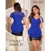 image:imageWomens Sparkly Sequin Tops Short Sleeve Glitter Casual Summer VNeck Ruffle TopRoyal Blue