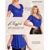 image:imageWomens Sparkly Sequin Tops Short Sleeve Glitter Casual Summer VNeck Ruffle TopRoyal Blue