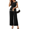 image:imageBeryLove 2 Piece Sets for Women Casual Short Sleeve Tops and High Rise Wide Leg Pants Lounge Sets