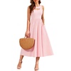 image:imageBeryLove Casual Midi Tank Dress Summer Ribbed Knit Pleated Dresses with PocketsPink