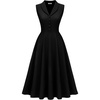 image:imageBeryLove Vintage 1950s Cocktail Dresses for Women Semi Formal Button Down ALine Tea Party DressBlack