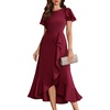 image:imageBeryLove Women Formal Party Dress Flutter Short Sleeve Wedding Cocktail Long Evening DressDark Red