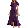 image:imageBeryLove Women Formal Party Dress Flutter Short Sleeve Wedding Cocktail Long Evening DressGrape