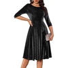 image:imageBeryLove Women Glitter Formal Party Dress 34 Sleeve Sparkly Cocktail Midi Prom DressBlack