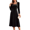 image:imageBeryLove Women Velvet Dress Cocktail Party Evening Dresses Long Sleeve Wedding Guest Formal DressesBlack