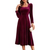 image:imageBeryLove Women Velvet Dress Cocktail Party Evening Dresses Long Sleeve Wedding Guest Formal DressesBurgundy