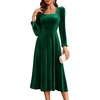 image:imageBeryLove Women Velvet Dress Cocktail Party Evening Dresses Long Sleeve Wedding Guest Formal DressesDarkgreen