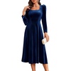 image:imageBeryLove Women Velvet Dress Cocktail Party Evening Dresses Long Sleeve Wedding Guest Formal DressesNavy