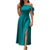 image:imageBeryLove Womens Formal Elegant Wedding Guest Dresses One Shoulder A Line Maxi Cocktail Slit DressBteal Blue
