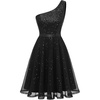image:imageBeryLove Womens Sequin Homecoming Formal OneShoulder Cocktail Dress for TeensBlack