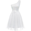 image:imageBeryLove Womens Sequin Homecoming Formal OneShoulder Cocktail Dress for TeensTulle White