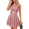 image:imageBeryLove Womens Short Prom Dresses for Teens Sleeveless Flowy A Line Wedding Guest Lace Formal DressShortblush