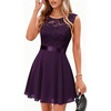 image:imageBeryLove Womens Short Prom Dresses for Teens Sleeveless Flowy A Line Wedding Guest Lace Formal DressShortgrape