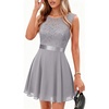image:imageBeryLove Womens Short Prom Dresses for Teens Sleeveless Flowy A Line Wedding Guest Lace Formal DressShortgrey