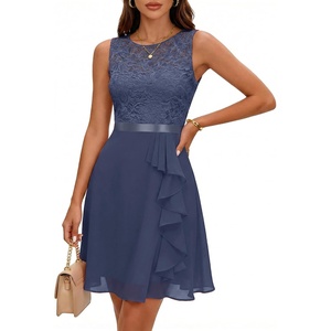 image:imageBeryLove Formal Cocktail Dresses Bridesmaid Wedding Guest Short Prom Dress Ruffle Hem Sleeveless Homecoming Lace GownsGrayish Purple