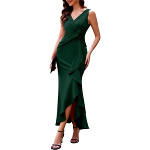 image:imageBeryLove Formal Wedding Guest Evening Midi Ruffle Dresses Prom Cocktail Party Mother of The Bride DressDarkgreen