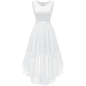 image:imageBeryLove Summer Wedding Guest Formal Cocktail Dresses Sequin Prom Party Lace High Low Bridesmaid Elegant DressTulle Sequin White