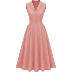 image:imageBeryLove Vintage 1950s Cocktail Dresses for Women Semi Formal Button Down ALine Tea Party DressBlush